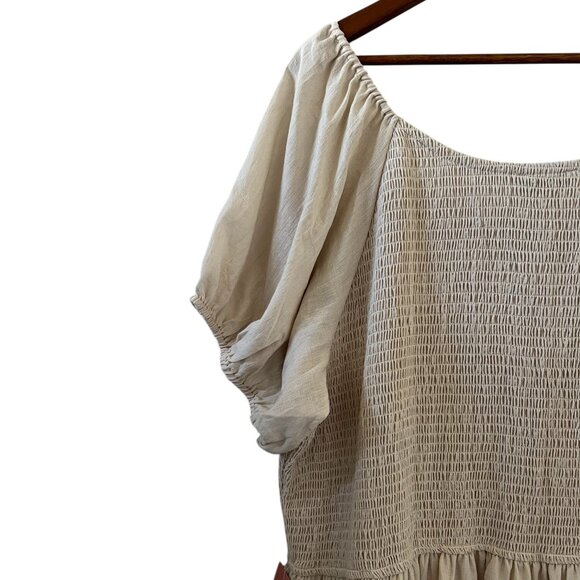 Ivy City NEW Sienna Smocked Tiered Maxi Dress In Cream Size 3X - Picture 9 of 14